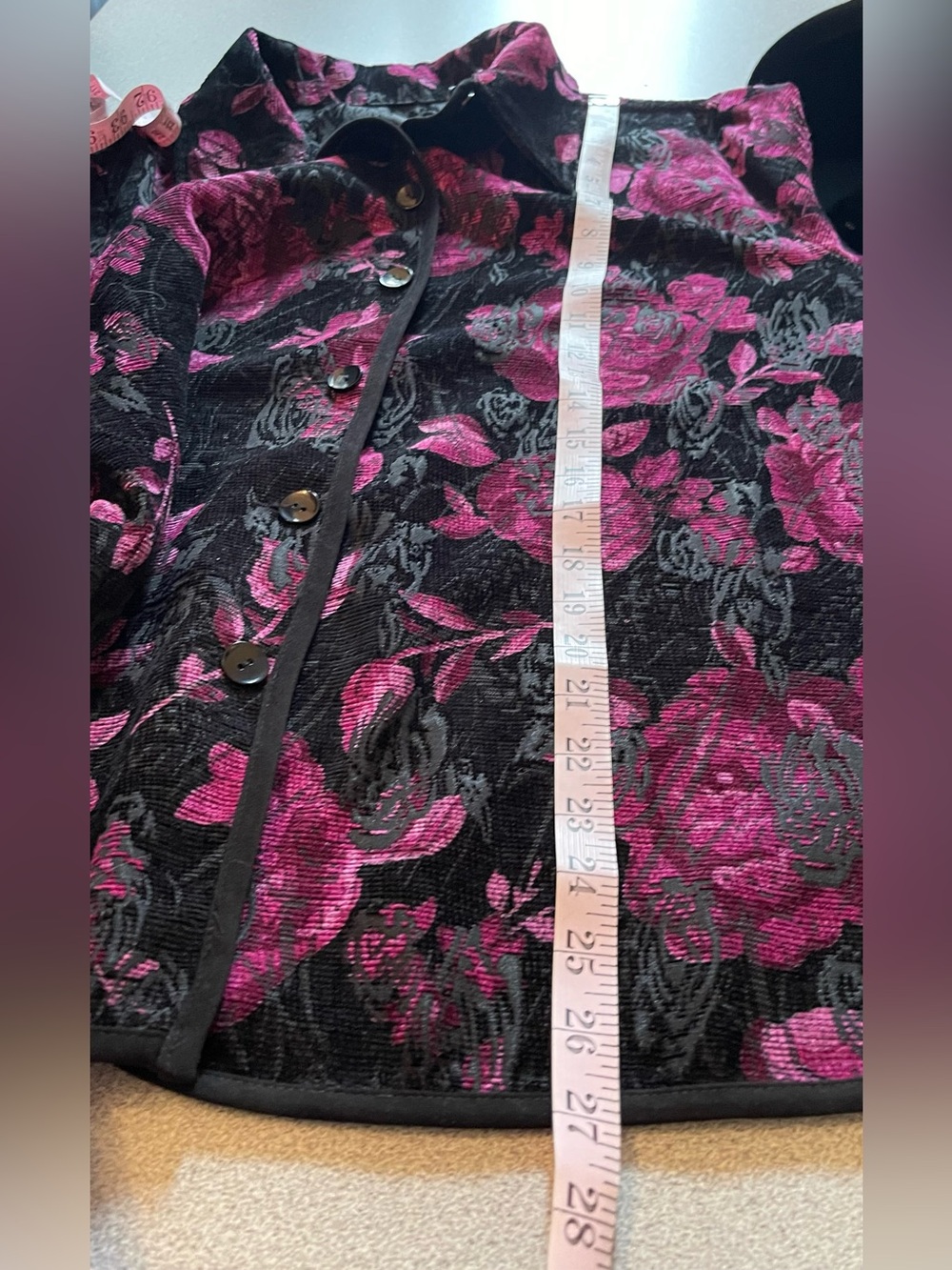 Black & Magenta Floral Button-Front Shirt /Jacket Revisable - Picture 10 of 10